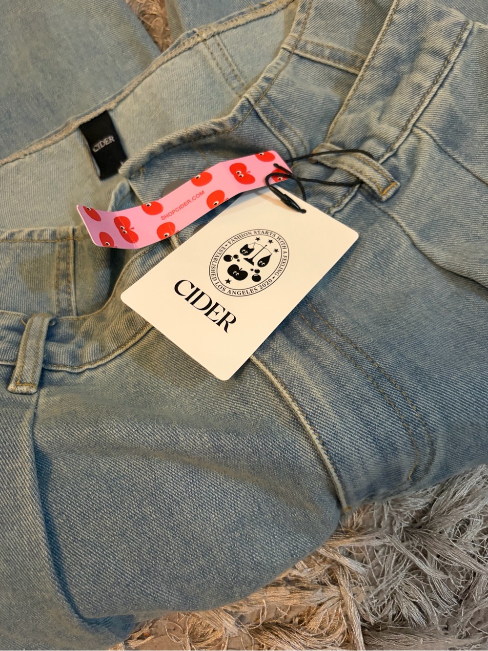 Cider Light Blue High-Rise Pleated Wide-Leg Jeans - Picture 7 of 7